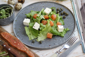 Salad with salmon