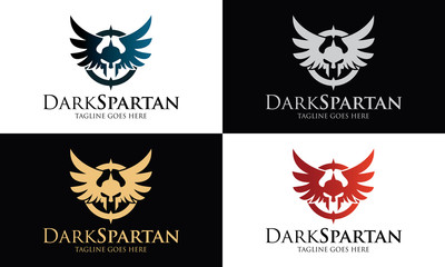 Fototapeta na wymiar Dark spartan logo design template ,Spartan wings logo design concept ,Vector illustration