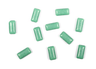 green chewing gum isolated on white