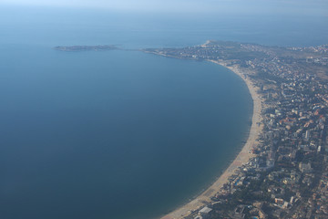 View of the coast from the airplane