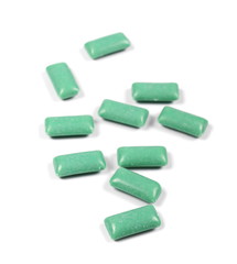 green chewing gum isolated on white
