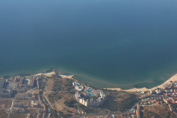 View of the coast from the airplane