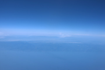 View of the coast from the airplane