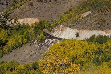 Mountain side road during fall colors