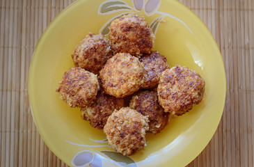 meatball in a pan while frying