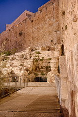 Pedetsrian walkway  and Archaeological park outside the walls of Jerusalem's old city near the Western Wall