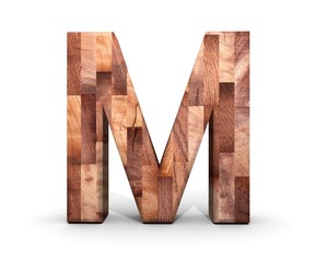 3D decorative wooden Alphabet, capital letter M