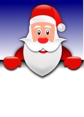 Happy Santa Claus over white blank