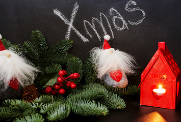 happy xmas concept with decorative puppets