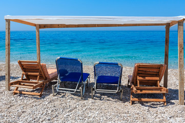 Summer morning beach.