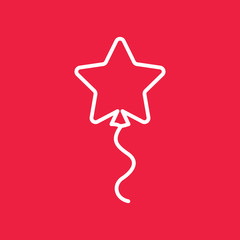 outline thin line vector icon white on red background