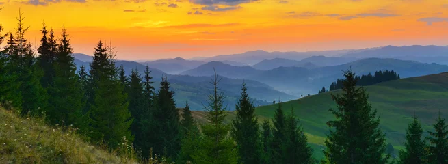 Foto op Canvas Panoramic view of dawn highland © denis_333