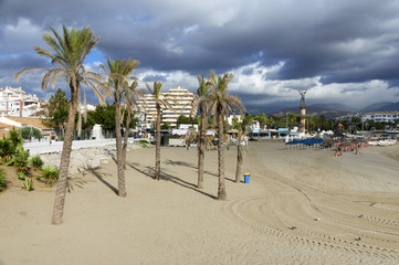 Marbella beach on Costa del Sol, Andalusia, Malaga province, Spain