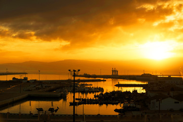 Fototapeta premium Tangier city and port, coastal landscape, Morocco, Africa