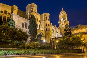 Fototapeta na wymiar Malaga Cathedral in Andalusia, southern Spain