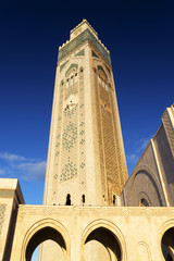 Fototapeta premium Architectural detail of the The Hassan II Mosque, Casablanca. It is the largest mosque in Morocco and the third largest mosque in the world
