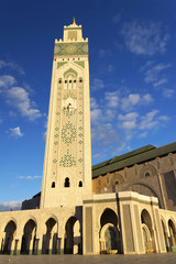 Fototapeta premium Architectural detail of the The Hassan II Mosque, Casablanca. It is the largest mosque in Morocco and the third largest mosque in the world