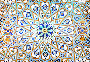Detail of the decorations of Hassan II mosque in Casablanca, Morocco