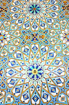 Detail of the decorations of Hassan II mosque in Casablanca, Morocco