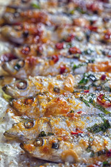 Grilled fish on baking tray