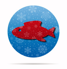 abstract fish christmas icon in circle