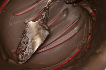 melted chocolate in a bowl, close up