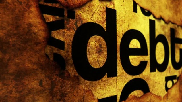 Debt text on grunge background
