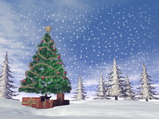 Obraz na płótnie Canvas Christmas tree - 3D render