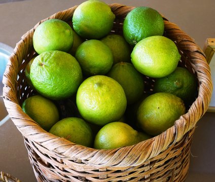 Basket of green limes