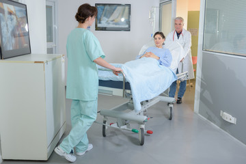 doctor and nurse translating a patient