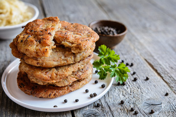 Fritters made of ground pork cracklings and sour cabbage
