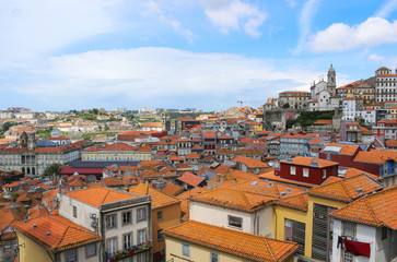 Fototapeta na wymiar Aerial view of the historic city center of porto in portugal