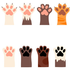 cat and dog paw print with claws - obrazy, fototapety, plakaty