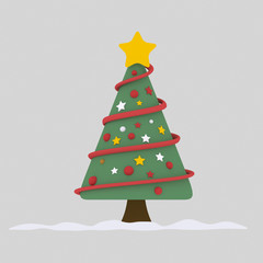 Christmas tree on the snow.

Custom 3d illustration contact me!