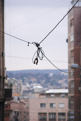 Fototapeta na wymiar Wires above the city 