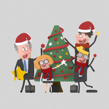 Office worker decorating Xmas tree.

Custom 3d illustration contact me!