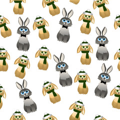 Naklejka premium cute rabbit with scarf