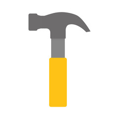 hammer with yellow handle icon  over white background. repairs tools design. vector illustration