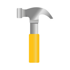 hammer with yellow handle icon  over white background. repairs tools design. vector illustration