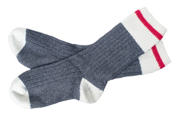 Pair of wool socks isolated on white background