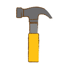 hammer with yellow handle icon over white background. repair tools design. vector illustration