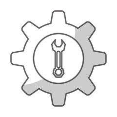 gear wheel with wrench icon inside over white background. repair tools design. vector illustration