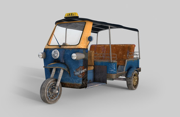TucTuc moto-taxi 3D rendering.