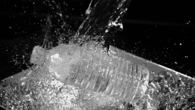 Silver Water Bottle Splash Slow Motion 01