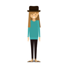Hipster girl cartoon icon. Female avatar person people and human theme. Isolated design. Vector illustration
