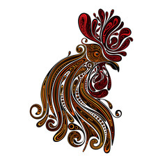 Vector abstract rooster of different patterns