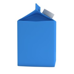 Milk or juice box with lid. Retail package mockup. 3d render illustration isolated on white.
