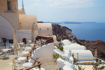 travelling on Santorini island