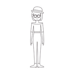 Hipster girl icon. Female avatar person people and human theme. Isolated design. Vector illustration