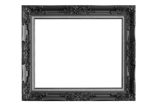 black picture frame isolated on white background.